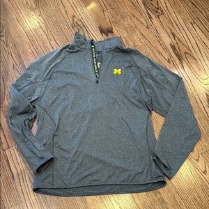 University of Michigan Men's Gray Pullover Quarter-Zip Jacket